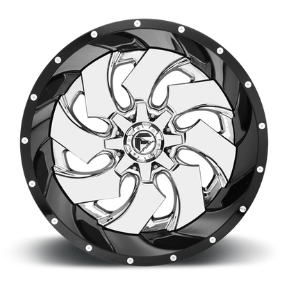 Fuel 2PC D240 CLEAVER 20x10 8x165.1 -19 Chrome Plated Gloss Black Lip