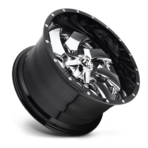 Fuel 1PC D240 CLEAVER 20x12 8x170 -44 Chrome Plated Gloss Black Lip