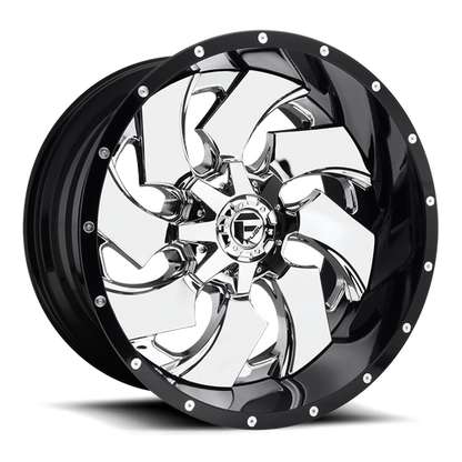 Fuel 1PC D240 CLEAVER 20x12 8x170 -44 Chrome Plated Gloss Black Lip