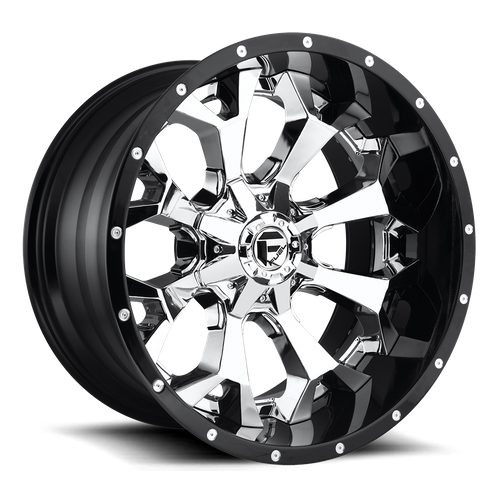 Fuel 2PC D246 ASSAULT 22x10 8x180 -13 Chrome Plated Gloss Black Lip