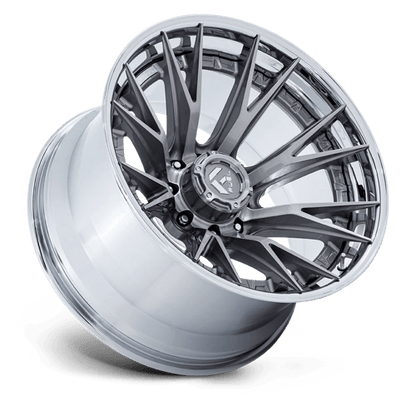 Fuel 1PC FC402 CATALYST 22x10 8x165.1 -18 Platinum W/ Chrome Lip