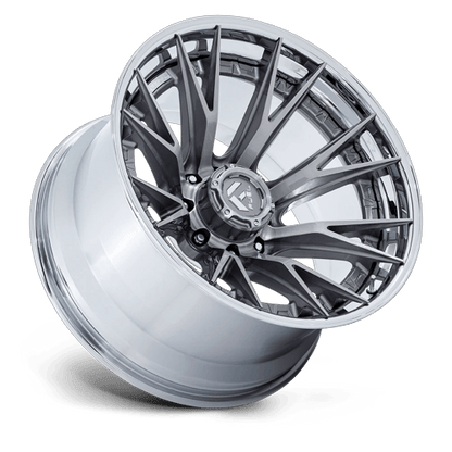 Fuel 1PC FC402 CATALYST 24x12 8x165.1 -44 Platinum W/ Chrome Lip