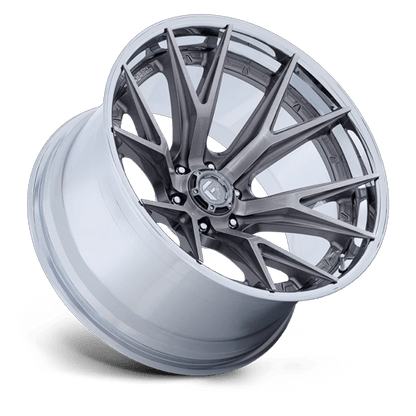 Fuel 1PC FC402 CATALYST 24x12 6x139.7 -44 Platinum W/ Chrome Lip