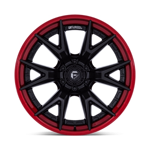 Fuel 1PC FC402 CATALYST 17x9 6x139.7 +1 Matte Black W/ Candy Red Lip