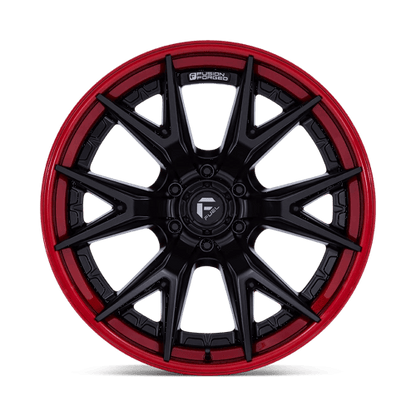 Fuel 1PC FC402 CATALYST 17x9 6x139.7 +1 Matte Black W/ Candy Red Lip