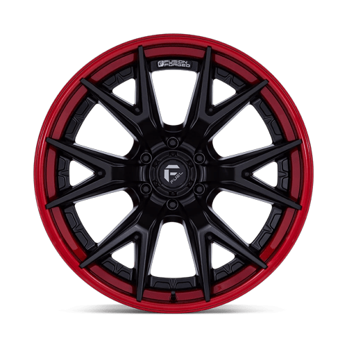 Fuel 1PC FC402 CATALYST 24x12 6x135 -44 Matte Black W/ Candy Red Lip