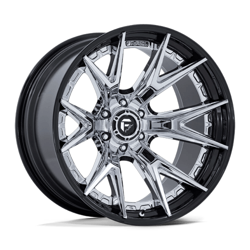 Fuel 1PC FC402 CATALYST 24x12 6x139.7 -44 Chrome W/ Gloss Black Lip