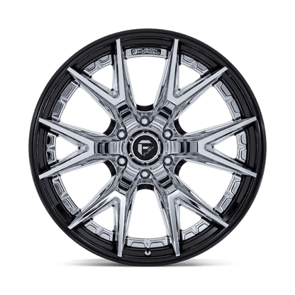 Fuel 1PC FC402 CATALYST 24x12 6x139.7 -44 Chrome W/ Gloss Black Lip