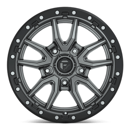 Fuel 1PC D680 REBEL 17x9 5x127 -12 Matte Gunmetal Black Bead Ring