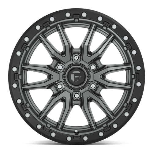 Fuel 1PC D680 REBEL 17x9 6x139.7 -12 Matte Gunmetal Black Bead Ring