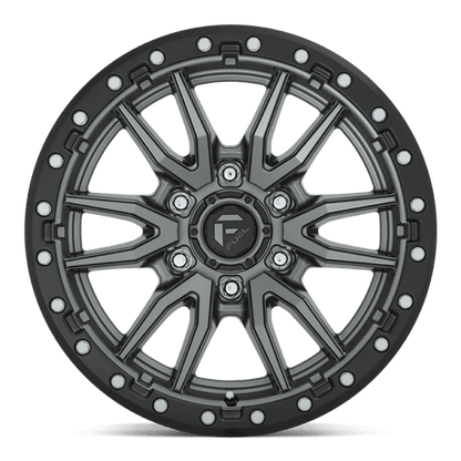 Fuel 1PC D680 REBEL 18x9 6x139.7 -12 Matte Gunmetal Black Bead Ring