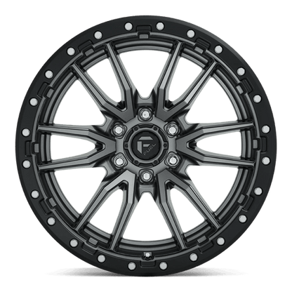 Fuel 1PC D680 REBEL 20x10 6x139.7 -18 Matte Gunmetal Black Bead Ring