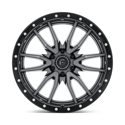 Fuel 1PC D680 REBEL 22x10 6x139.7 -13 Matte Gunmetal Black Bead Ring