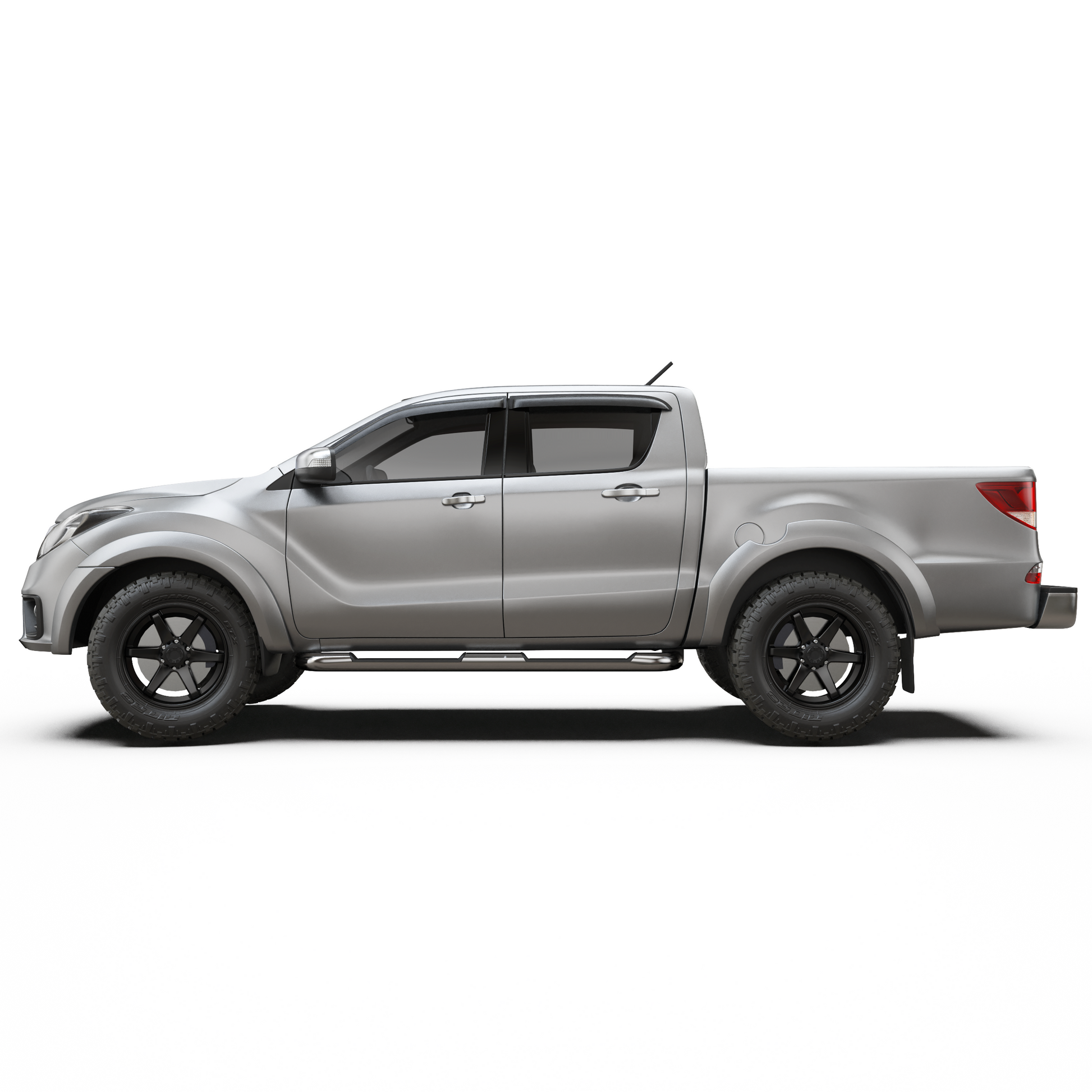 Mazda BT-50 fitted with EGR Fender Flares shown in full side profile, highlighting the upgraded wider stance and premium ABS flare design