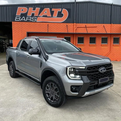 Ford Ranger PY 2023+ FLAT Rock Sliders / Side steps - P/C Ally Checkerplate Tread