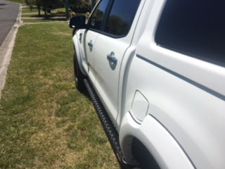 Ford Ranger PX1 - PX3 FLAT Rock Sliders / Side steps - P/C Ally Checkerplate Tread