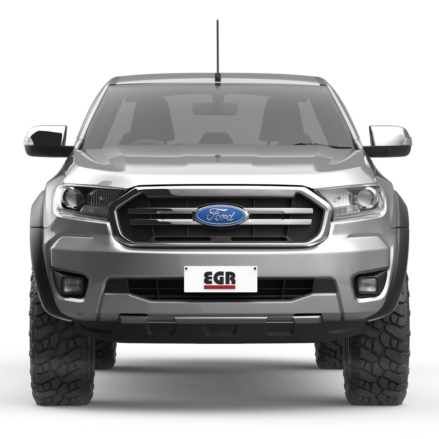 Front view of Ford Ranger PX featuring EGR Fender Flares for a tougher, wider stance