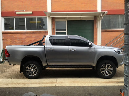 Toyota Hilux N80 FLAT Rock Sliders / Side Steps - P/C Ally Checkerplate Tread