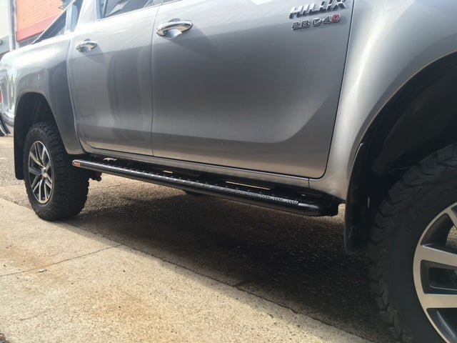 Toyota Hilux N80 FLAT Rock Sliders / Side Steps - P/C Ally Checkerplate Tread