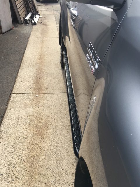 Toyota Hilux N80 FLAT Rock Sliders / Side Steps - P/C Ally Checkerplate Tread
