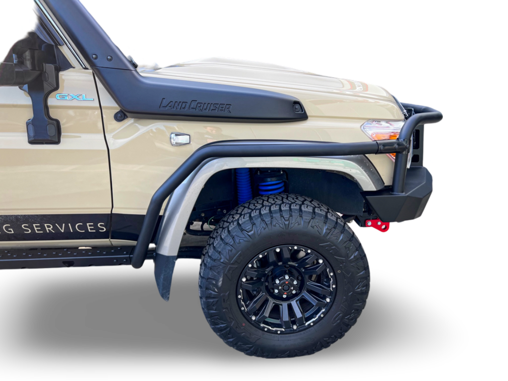 Rock Sliders with Brush Rails, suitable for Toyota Land Cruiser 79 and 78 Series Dual Cab, 2007 to current