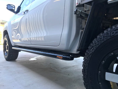 Toyota Hilux N80 FLAT Rock Sliders / Side Steps - P/C Ally Checkerplate Tread