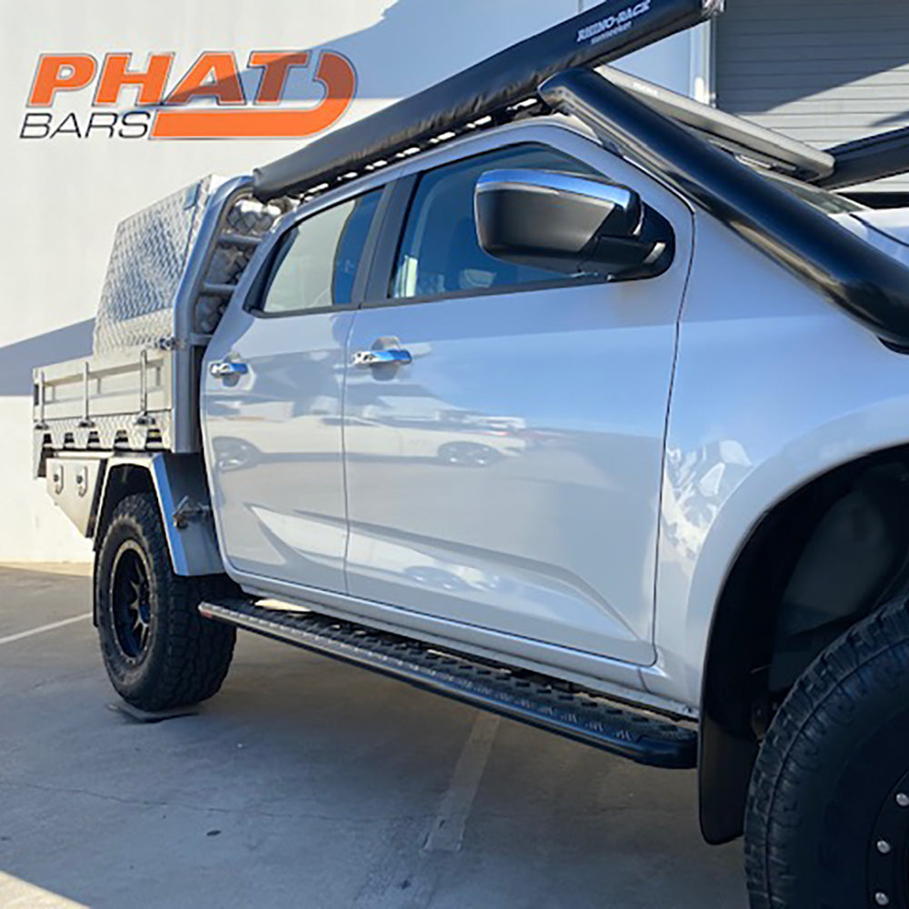 ISUZU D-Max 2021+ FLAT Rock Sliders / Side Steps - P/C Ally Checkerplate Tread