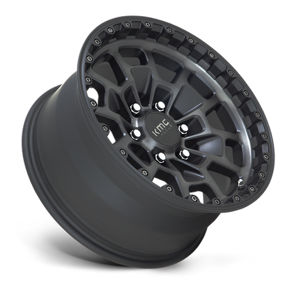 KMC KM718 SUMMIT 17x8.5 6x139.7 +18 Satin Black W/ Gray Tint