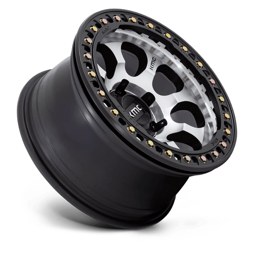 KMC KM237 RIOT BEADLOCK 17x9 6x139.7 -12 Mach Satin Black Window & Ring