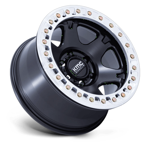 KMC KM238 VI BEADLOCK 17x9 5x127 -38 Satin Black W/ Machined Ring