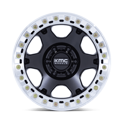 KMC KM238 VI BEADLOCK 17x9 -12 Satin Black W/ Machined Ring