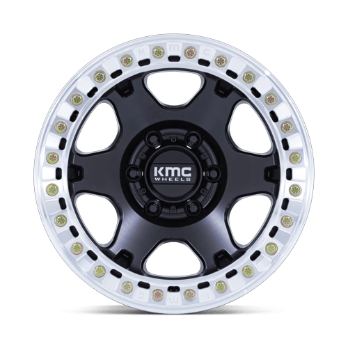 KMC KM238 VI BEADLOCK 17x9 -38 Satin Black W/ Machined Ring