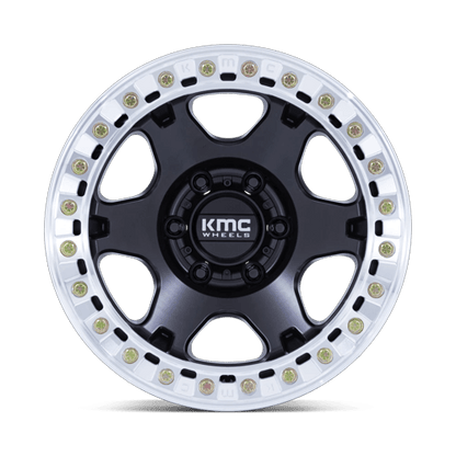 KMC KM238 VI BEADLOCK 17x9 -38 Satin Black W/ Machined Ring
