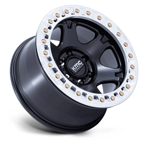 KMC KM238 VI BEADLOCK 17x9 6x139.7 -38 Satin Black W/ Machined Ring