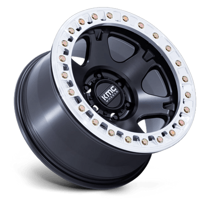 KMC KM238 VI BEADLOCK 17x9 6x139.7 -38 Satin Black W/ Machined Ring