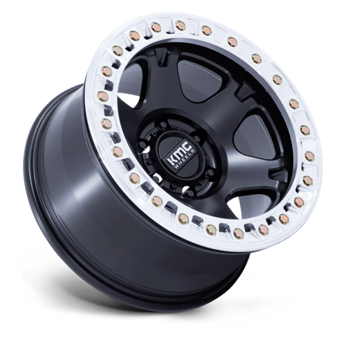 KMC KM238 VI BEADLOCK 17x9 -12 Satin Black W/ Machined Ring