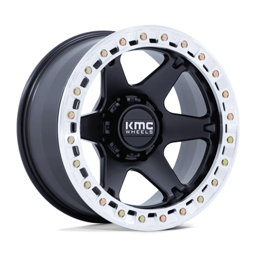 KMC KM238 VI BEADLOCK 20x10 6x139.7 -48 Satin Black W/ Machined Ring