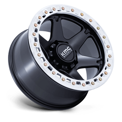 KMC KM238 VI BEADLOCK 20x10 -48 Satin Black W/ Machined Ring