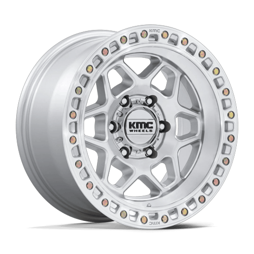 KMC KM553 TORX 17x9 5x127 -12 Gloss Silver W/ Machined Face