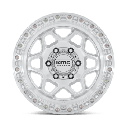 KMC KM553 TORX 17x8.5 6x139.7 +25 Gloss Silver W/ Machined Face