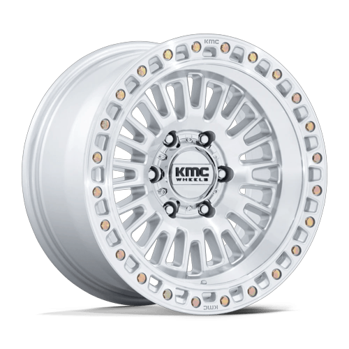 KMC KM554 AZTEC 17x8.5 6x139.7 +25 Gloss Silver W/ Machined Face