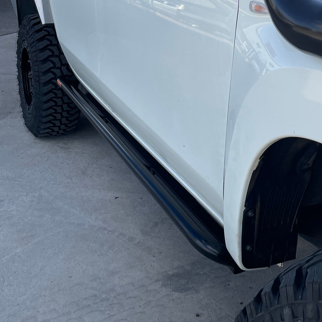 Mitsubishi Triton MR 2018+ ANGLED Rock Sliders / Side Steps - Powdercoated
