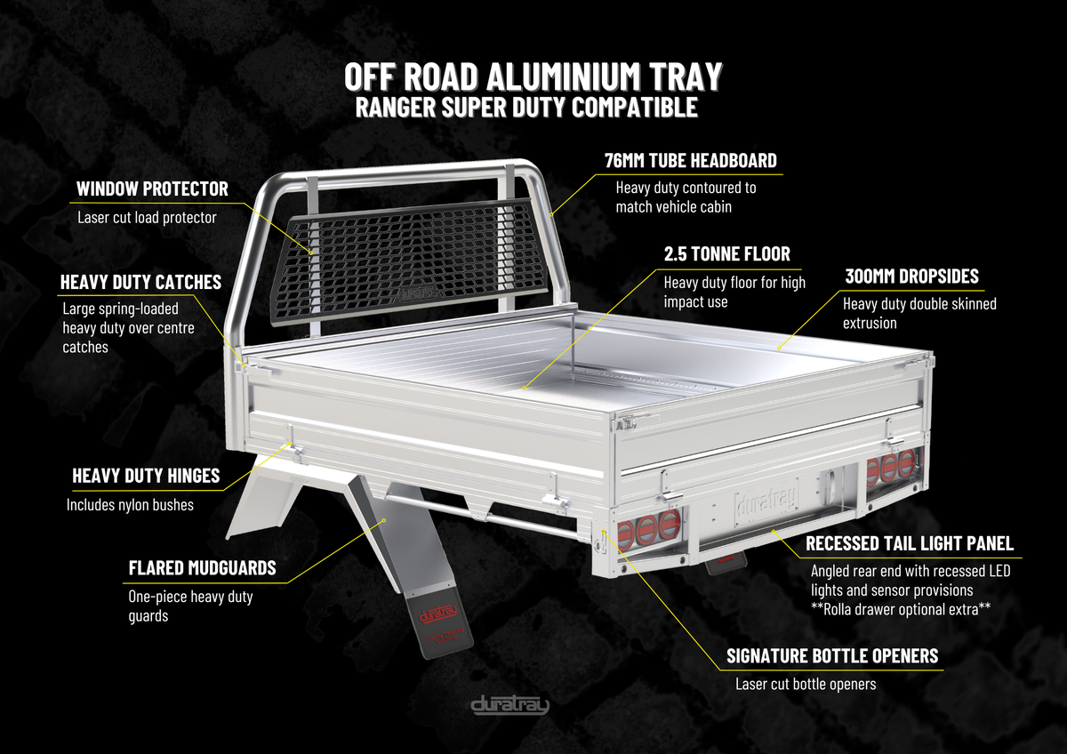 Offroad Aluminum Tray - Compatible with Ranger Super Duty - FROM $8,565.00 Plus Fitting (Includes Max 4 LED tail lights)