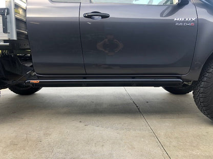 Toyota Hilux N80 ANGLED Rock Sliders / Side Steps - Powdercoated