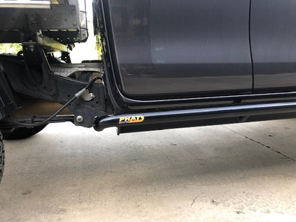 Toyota Hilux N80 ANGLED Rock Sliders / Side Steps - Powdercoated