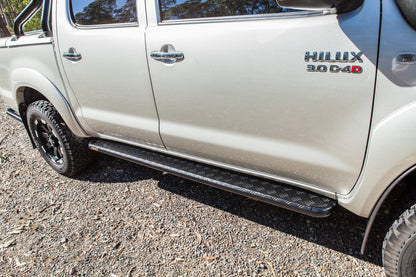 Toyota Hilux N70 FLAT Rock Sliders / Side Steps - P/C Ally Checkerplate Tread