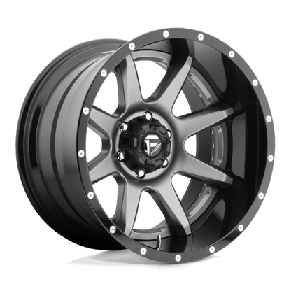 Fuel 2PC D238 RAMPAGE 22x14 5x127 -70 Matte Gun Metal Black Lip