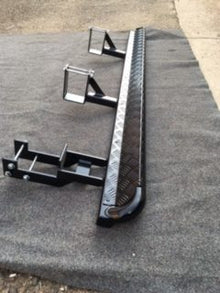 Toyota Hilux N70 ANGLED Rock Sliders / Side Steps - P/C Ally Checkerplate Tread