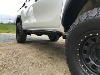 Toyota Hilux N80 ANGLED Rock Sliders / Side Steps - Powdercoated