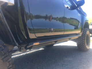 Toyota Hilux N80 ANGLED Rock Sliders / Side Steps - P/C Ally Checkerplate Tread